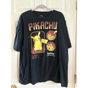 Pokemon Pikachu Men's 3X Officially Licensed Nintendo Game Tee T-Shirt Black
